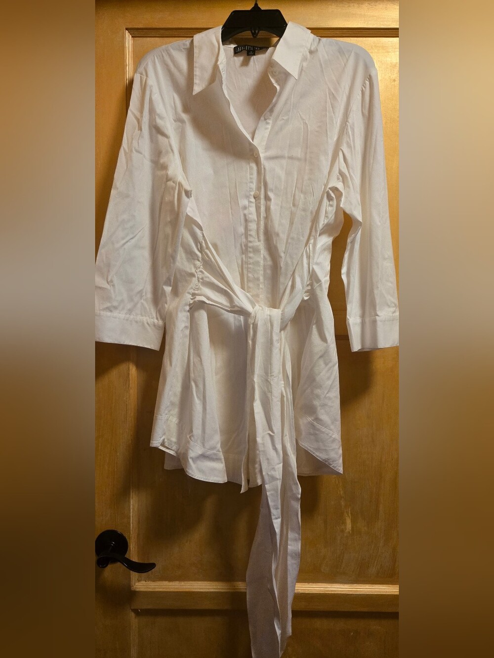 Lafayette 148 New York White Tie-Waist Button Down Shirt -  16